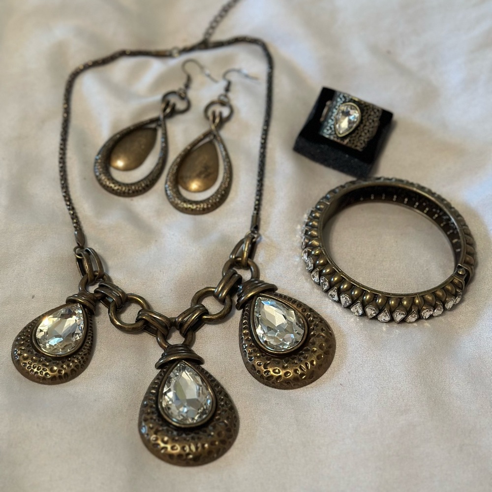 Brass  n bling 4 piece jewelry
